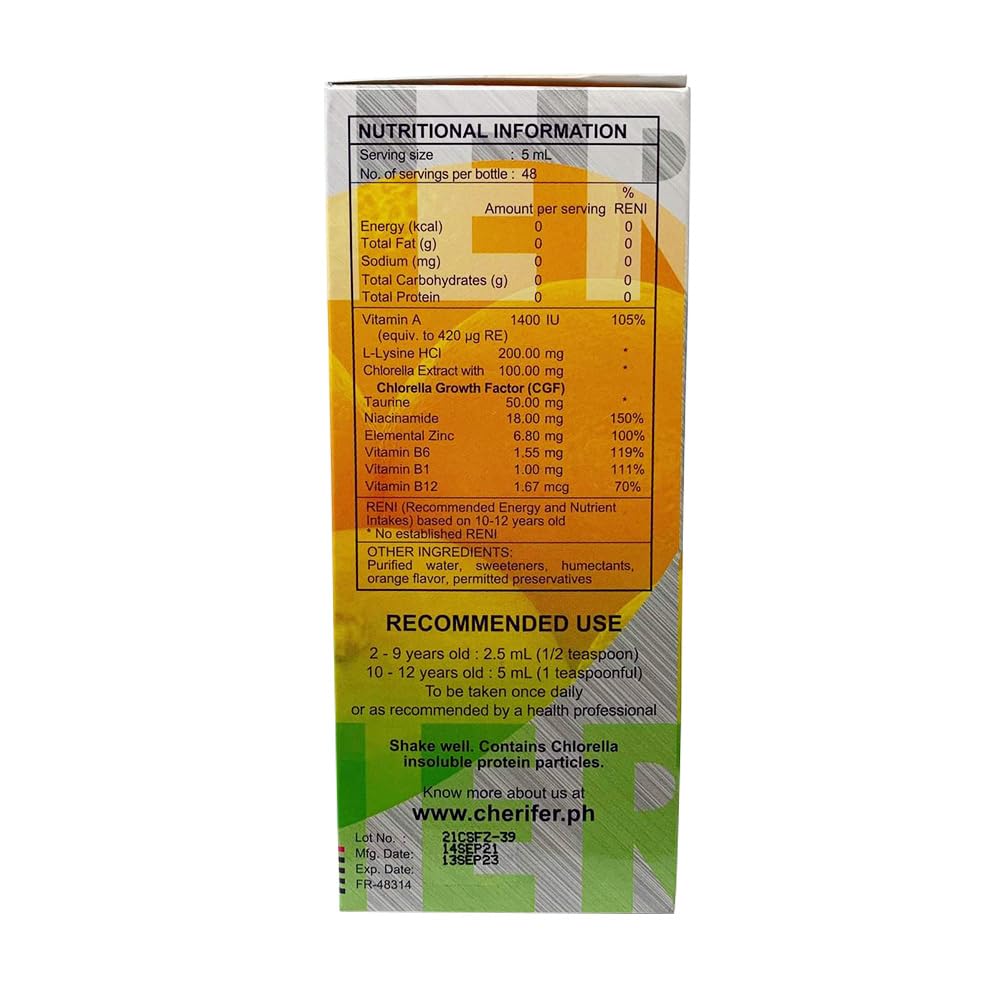 Cherifer textura del jarabe con partículas de chlorella visible y mezcla homogénea