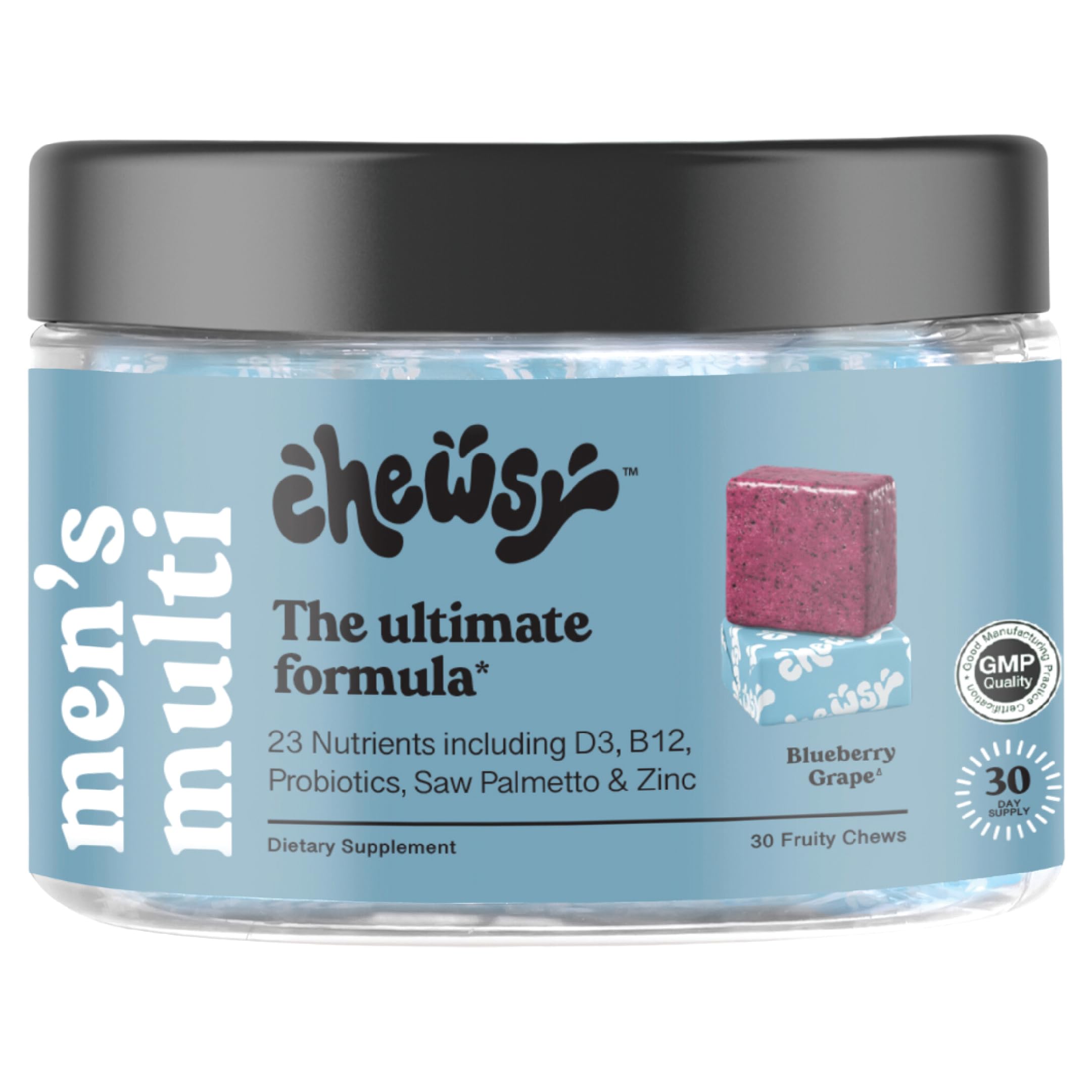 CHEWSY vista frontal del paquete mostrando aporte multivitamínico