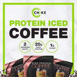 Chike etiqueta nutricional destacando 20 g proteína y 1 g azúcar