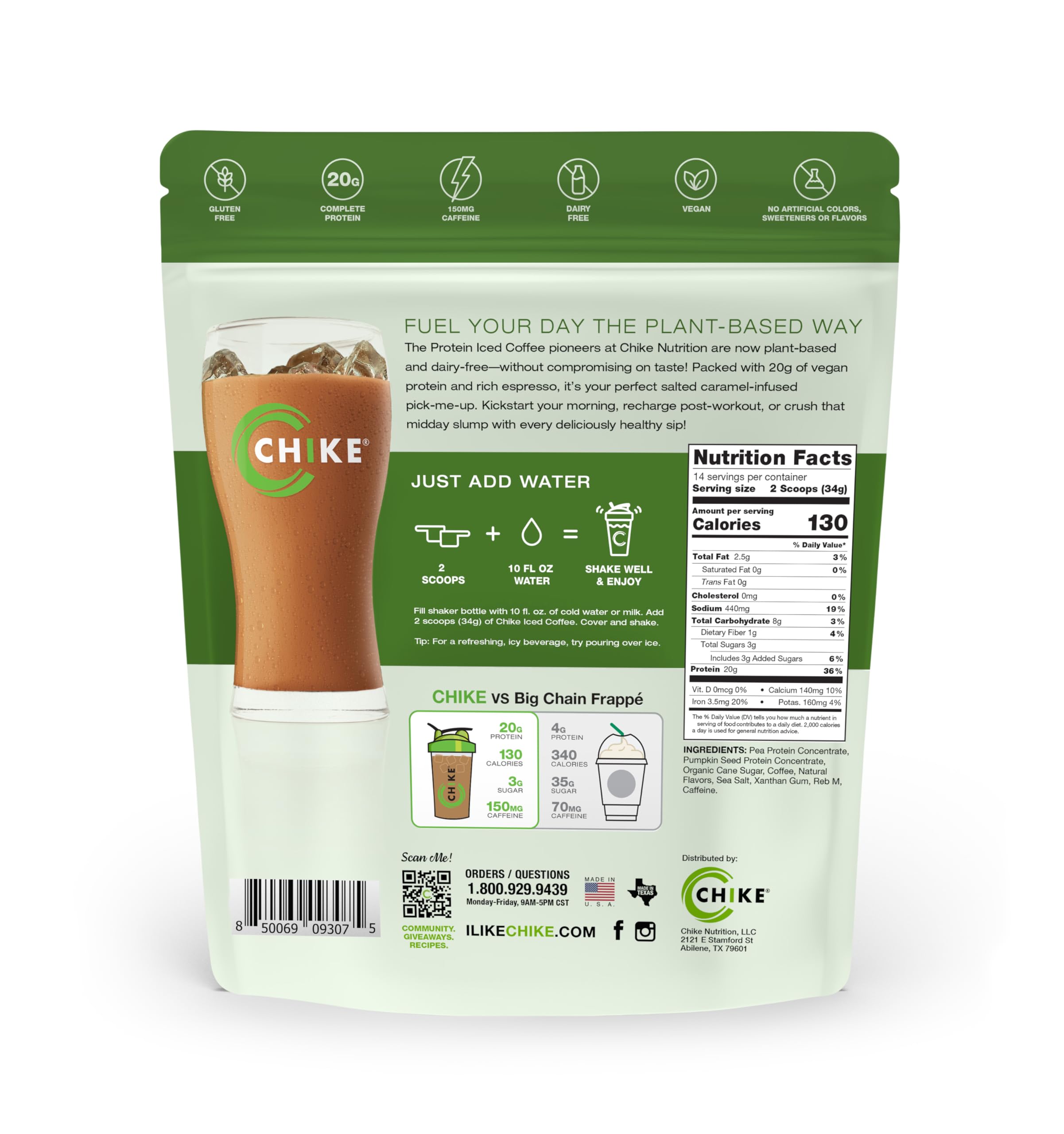 CHIKE textura cremosa de la bebida destacando proteína vegetal