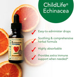 CHILDLIFE ESSENTIALS etiqueta con ingredientes y datos de dosificación visibles