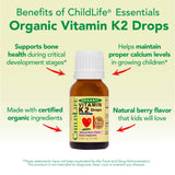 ChildLife Essentials etiqueta con ingredientes orgánicos y sin azúcar