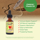 ChildLife Essentials etiqueta nutricional con información de 500 IU por porción