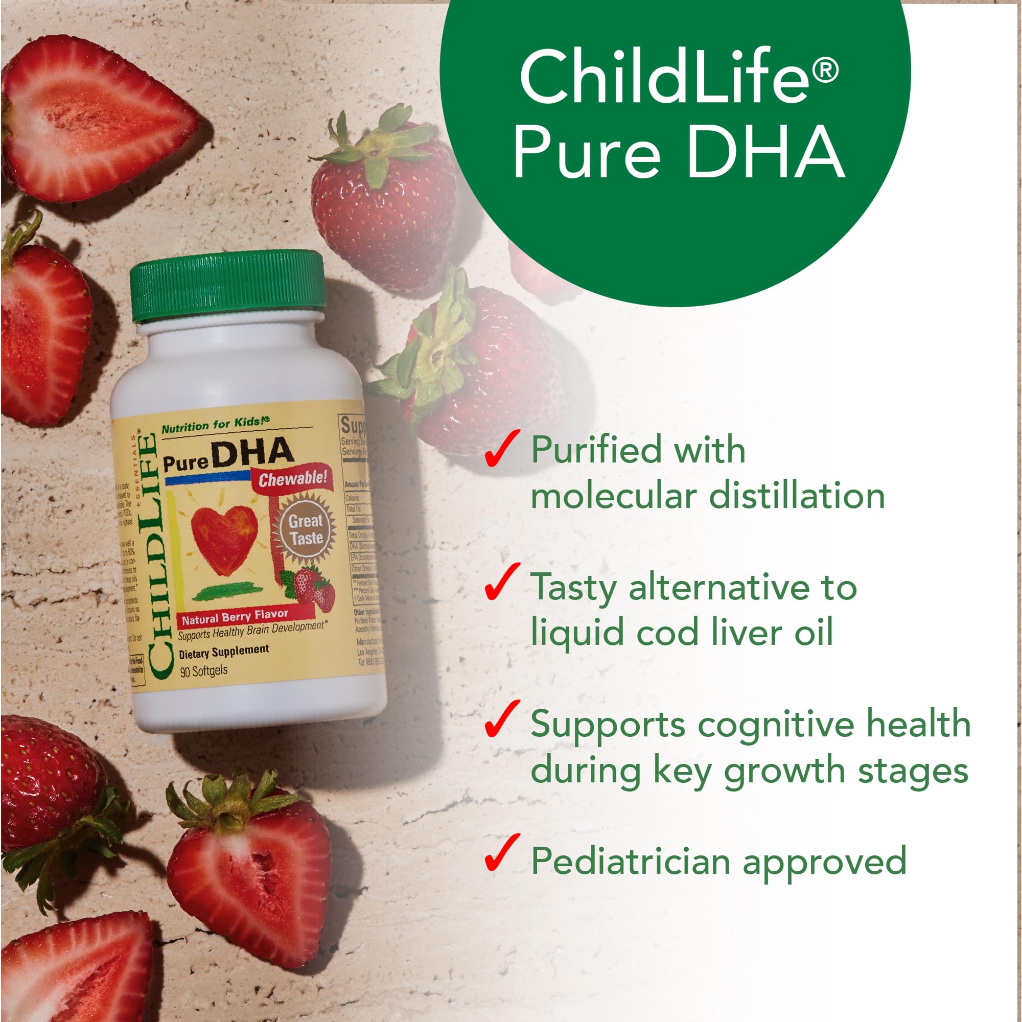 CHILDLIFE ESSENTIALS softgel abierto mostrando contenido y proceso purificado