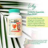CHILDLIFE ESSENTIALS softgel en mano para mostrar tamaño y dosificación
