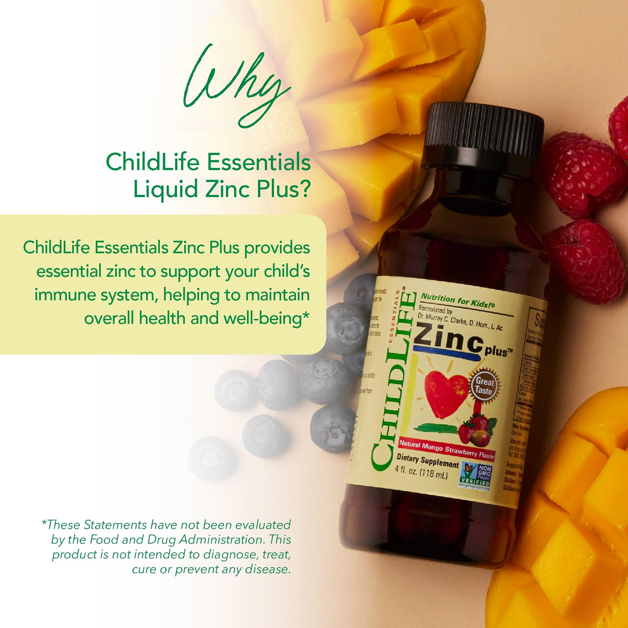 ChildLife Essentials bote abierto con cucharita dosificadora mostrando uso sencillo