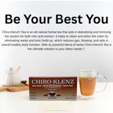 Chiro-Klenz bolsita en taza infusionando sabor y apoyo digestivo