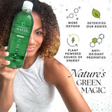 Chlorophyll Water detalle de la etiqueta transparente y certificación Clean Label