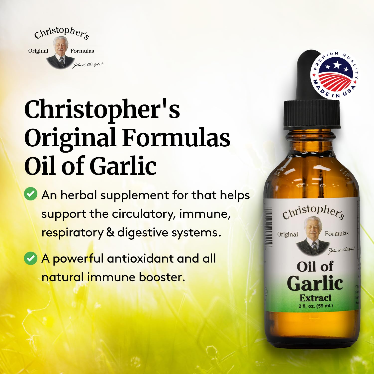 Christopher's Original Formulas botella junto a regla para comparación de tamaño