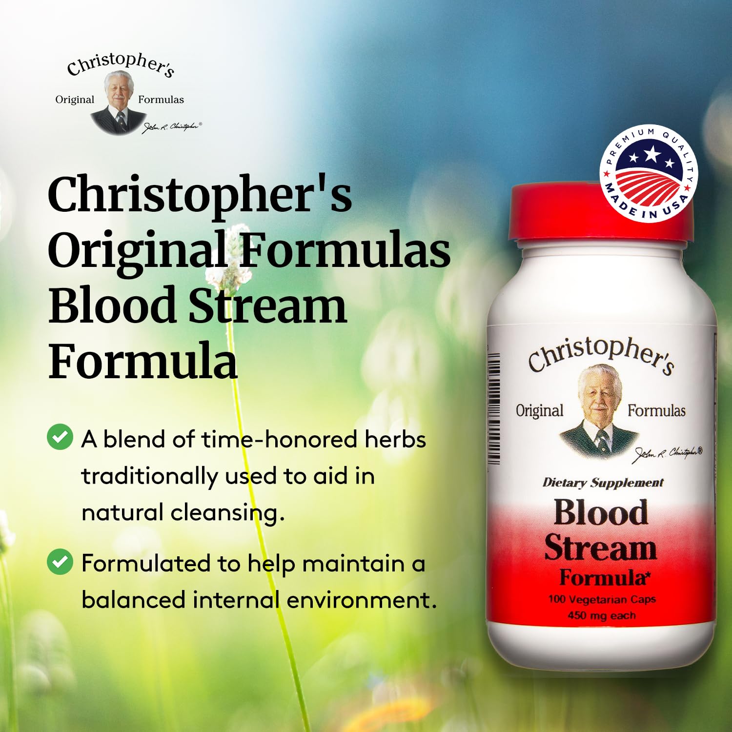 Christopher's Original Formulas etiqueta con lista de hierbas y beneficio transparente