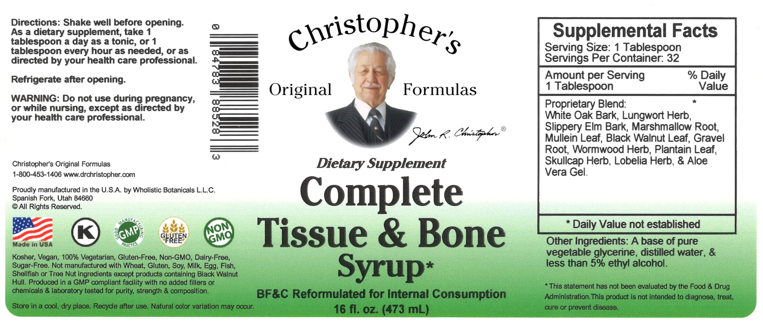 Christopher's Original Formulas botella junto a regla para comparar tamaño y capacidad
