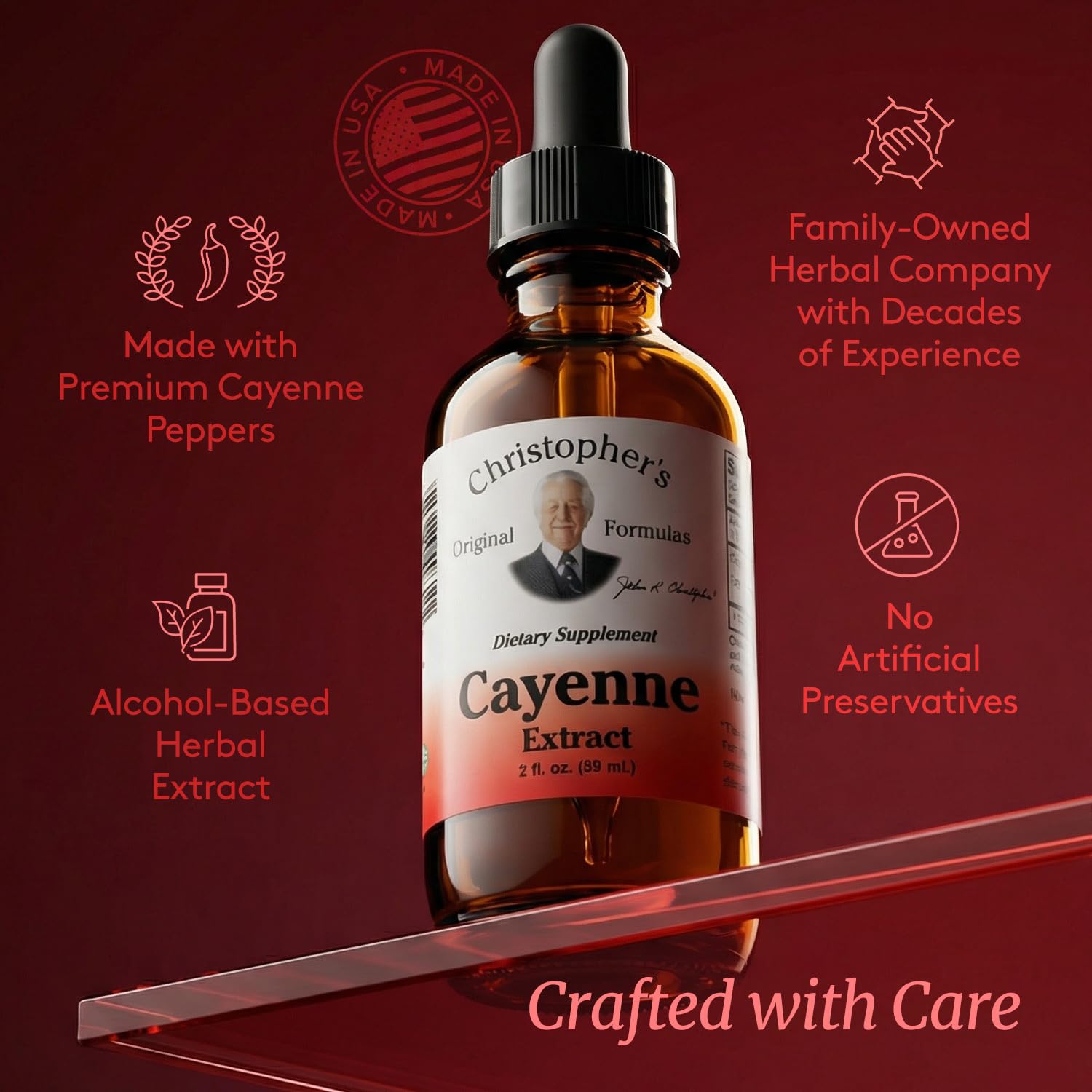 Christopher's cayena etiqueta con marca y claridad de ingredientes