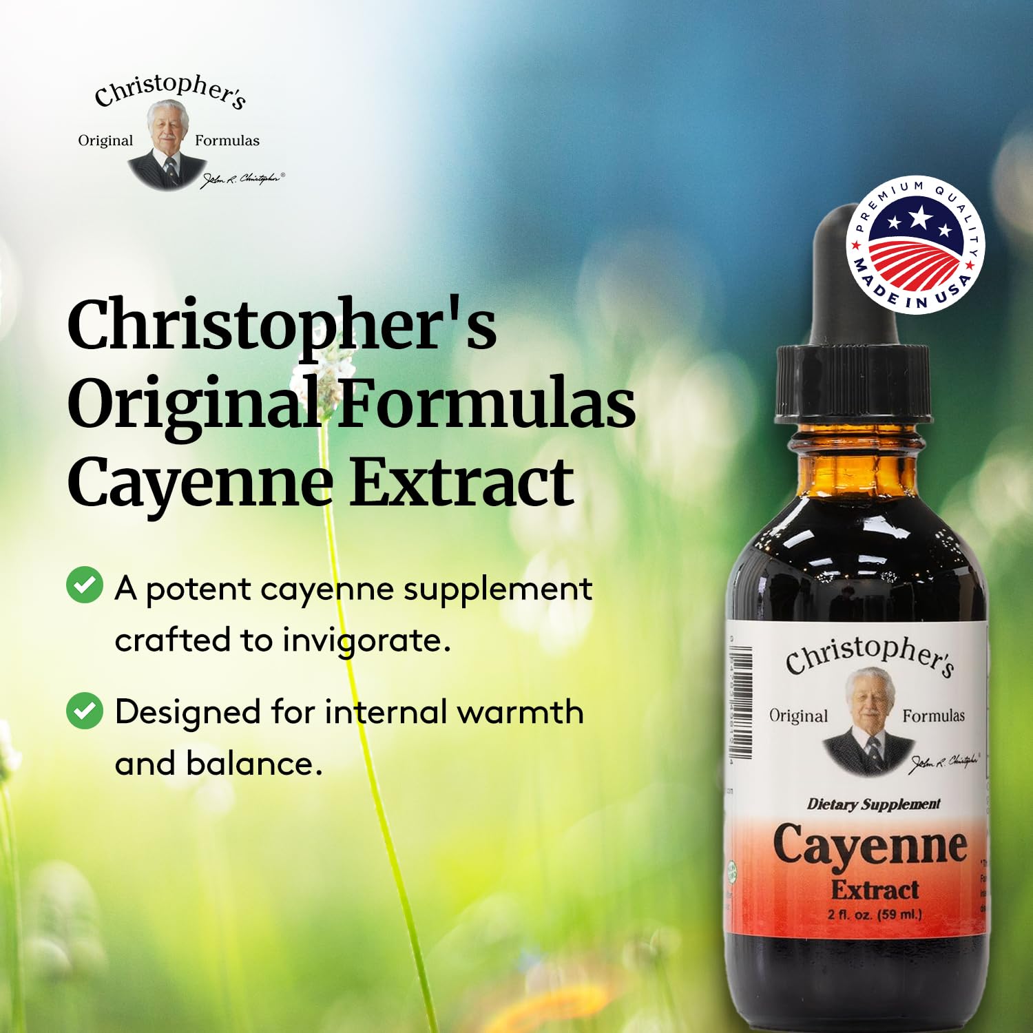 Christopher's cayena gotas en vaso para mezcla y consumo cómodo