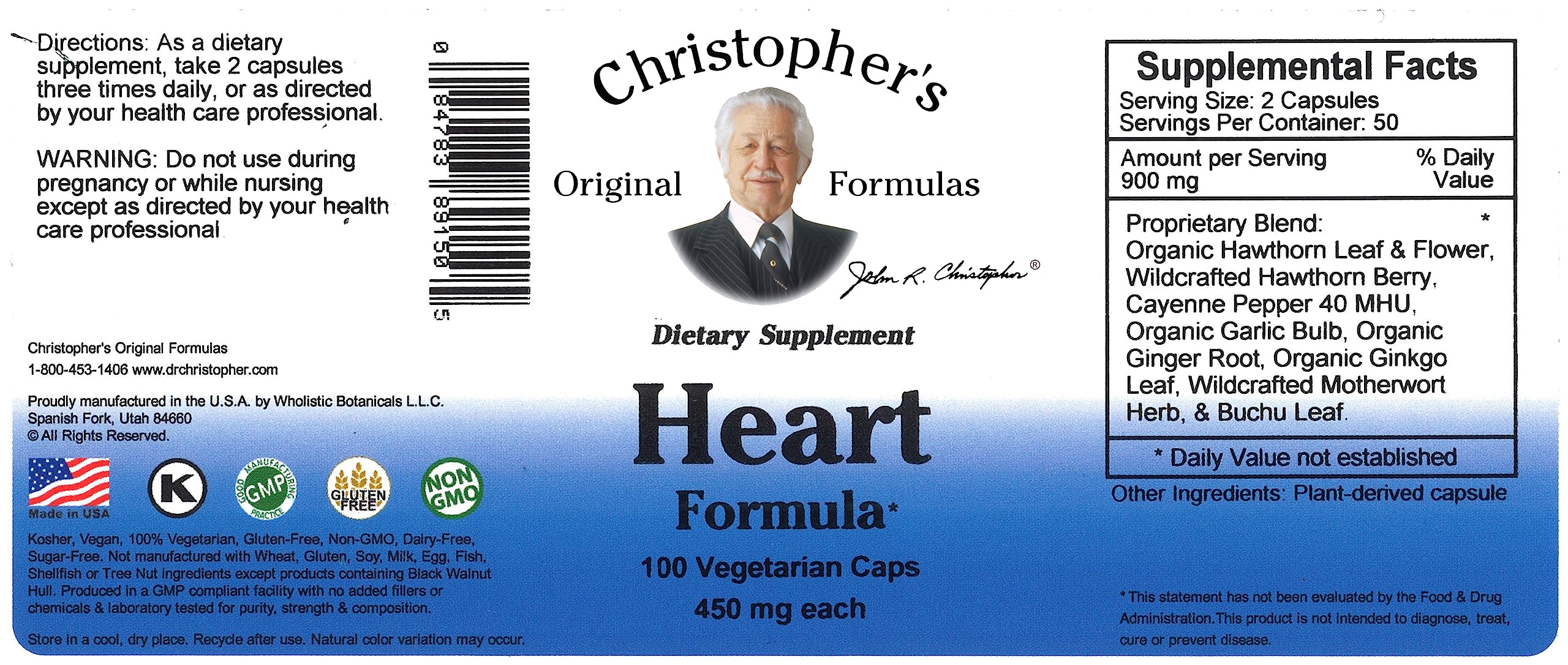 Christopher's Original Formulas primer plano de cápsula destacando tamaño y facilidad de toma