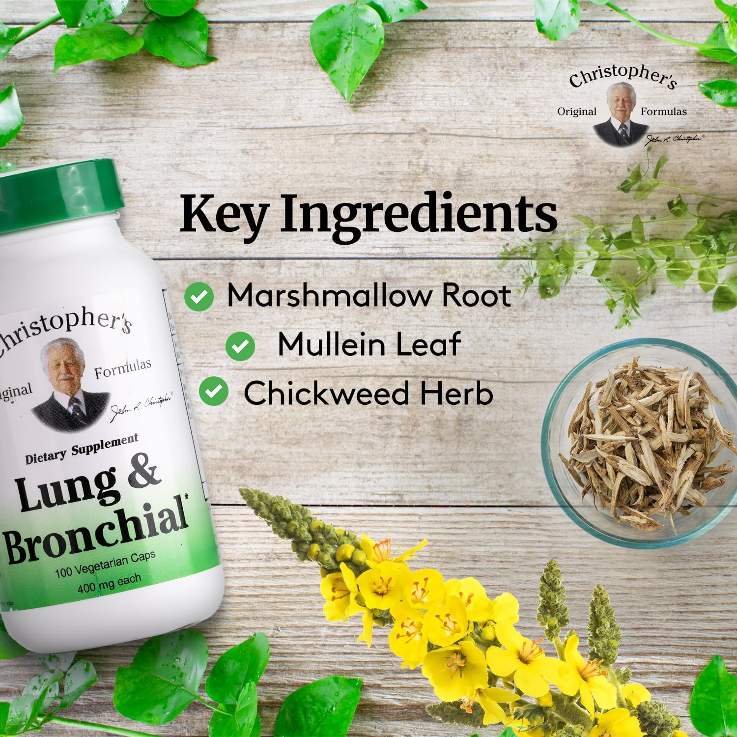 Christopher's Original Formulas hoja de gordolobo primer plano calidad herbal