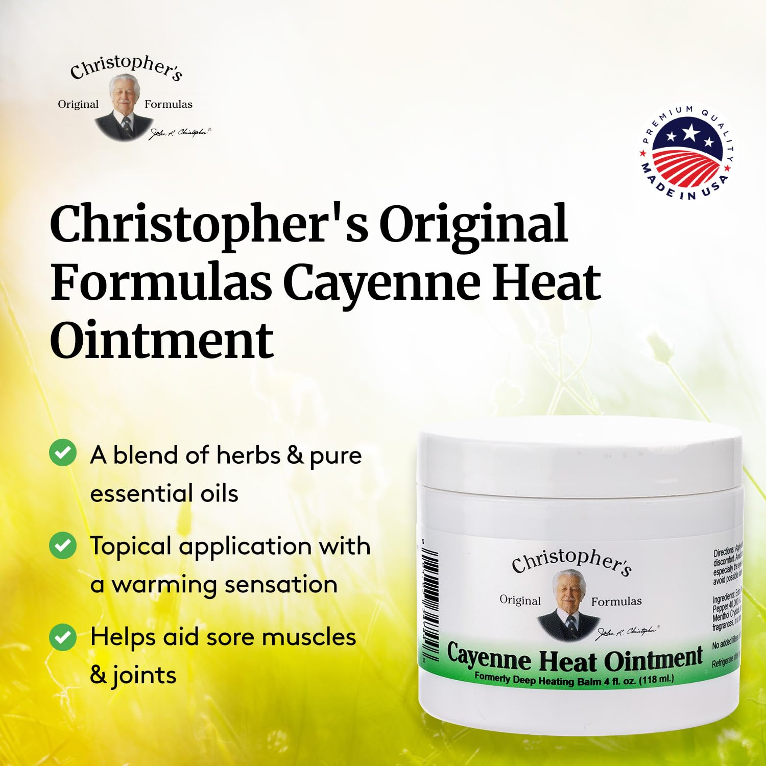 Christopher's Original Formulas etiqueta con ingredientes y beneficios claros