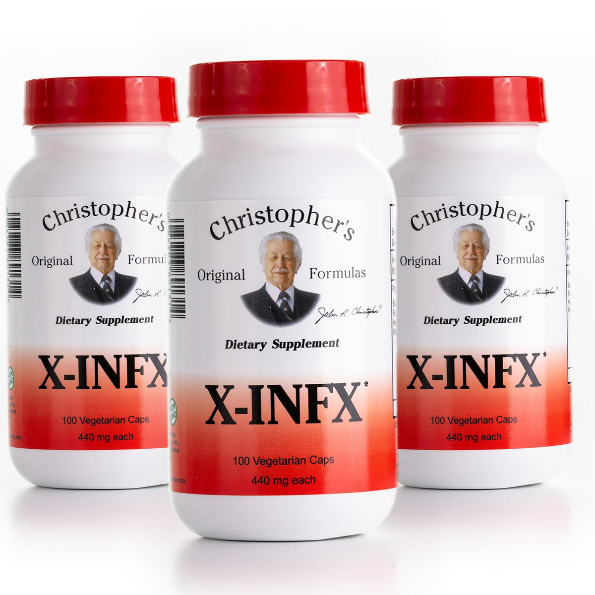 Christopher's Original Formulas frente del empaque mostrando tres frascos y beneficio de suministro prolongado