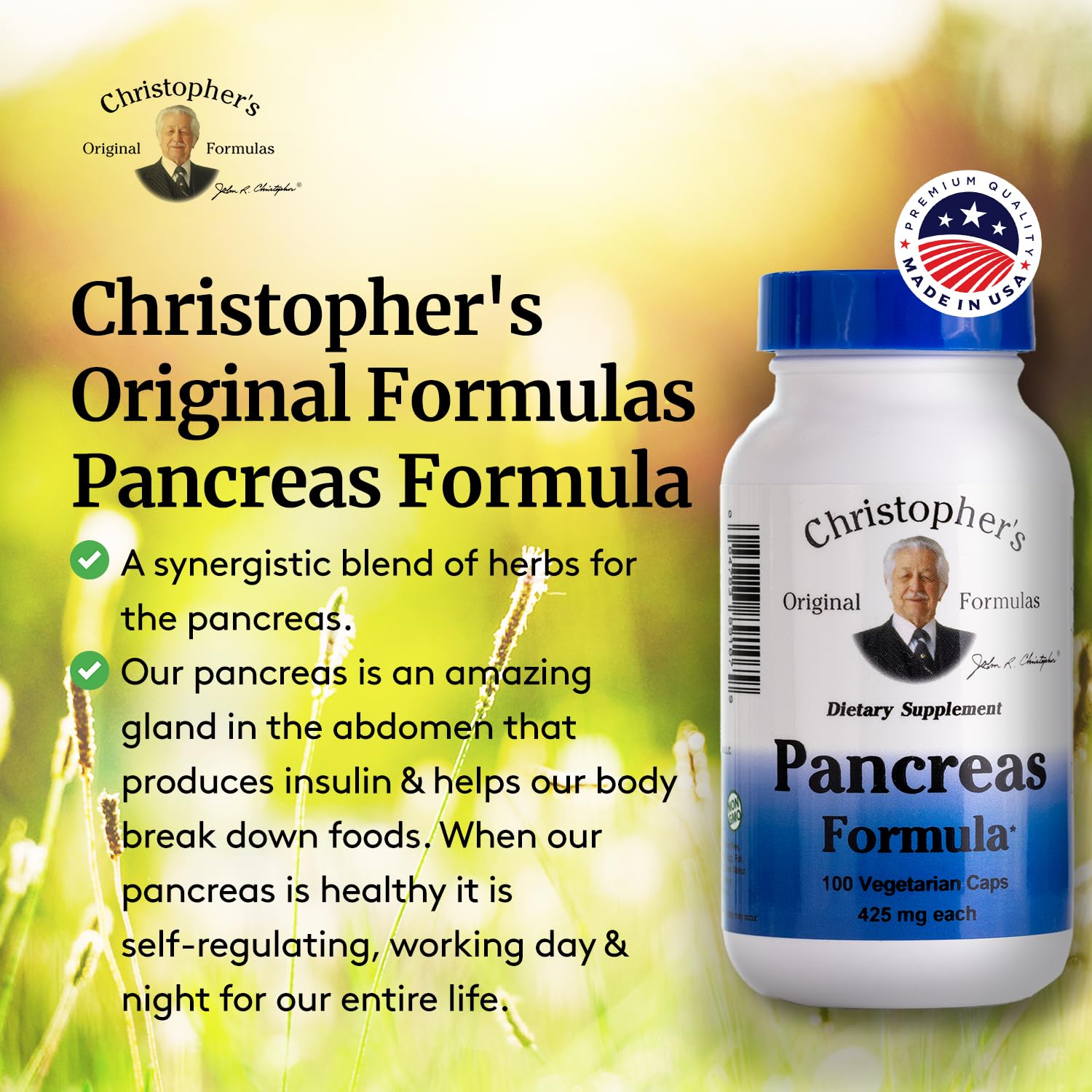Christopher's Original Formulas cápsula en mano para referencia de tamaño