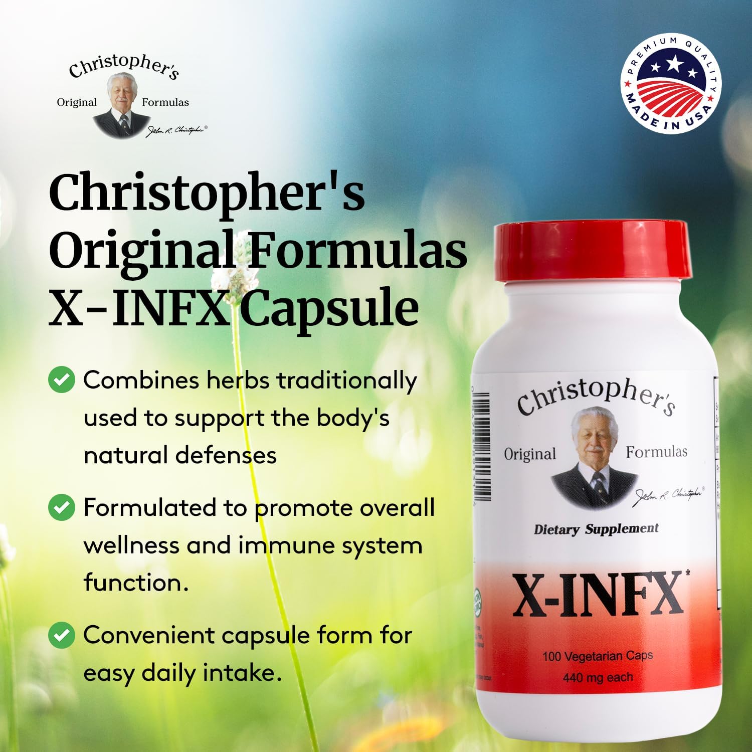 Christopher's Original Formulas envase abierto con cápsulas para fácil acceso