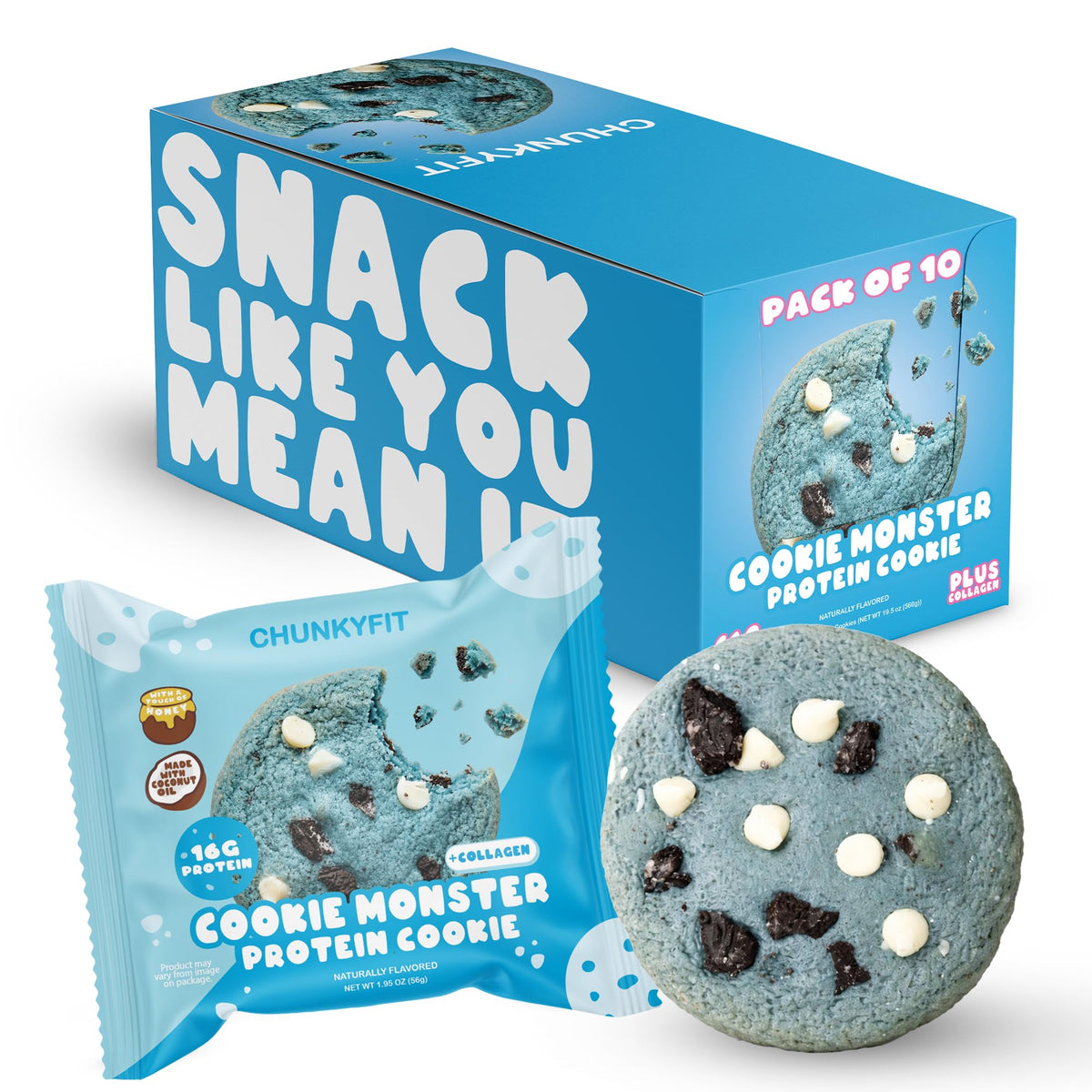 CHUNKYFIT frente del empaque que muestra conveniencia y proteína