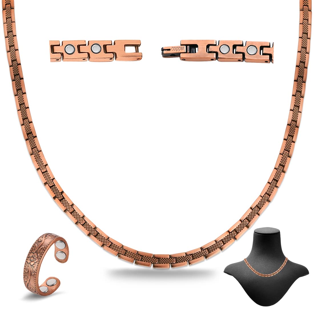 Cigmag collar de cobre frontal mostrando diseño y brillo