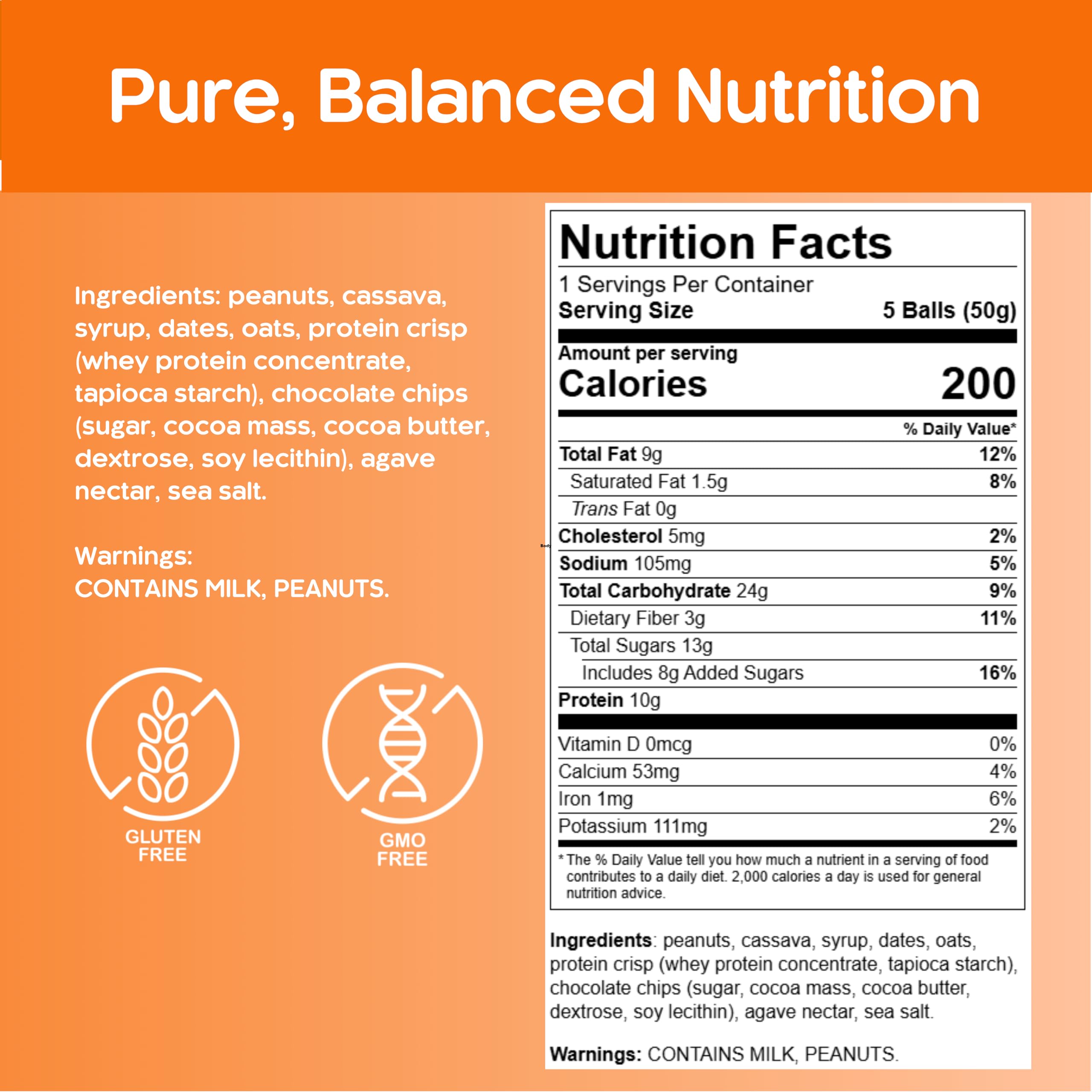 CirC etiqueta con lista de ingredientes y 10g de proteína por paquete