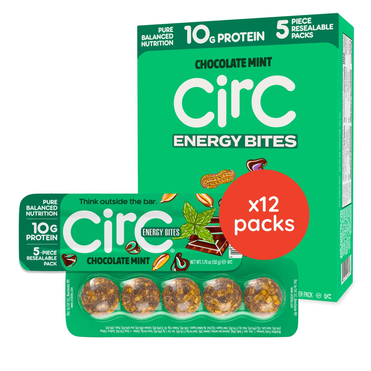 CirC empaque frontal mostrando 12 packs y beneficios de proteína