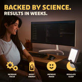 Circadian Optics Lumine sobre escritorio demostrando uso diario práctico