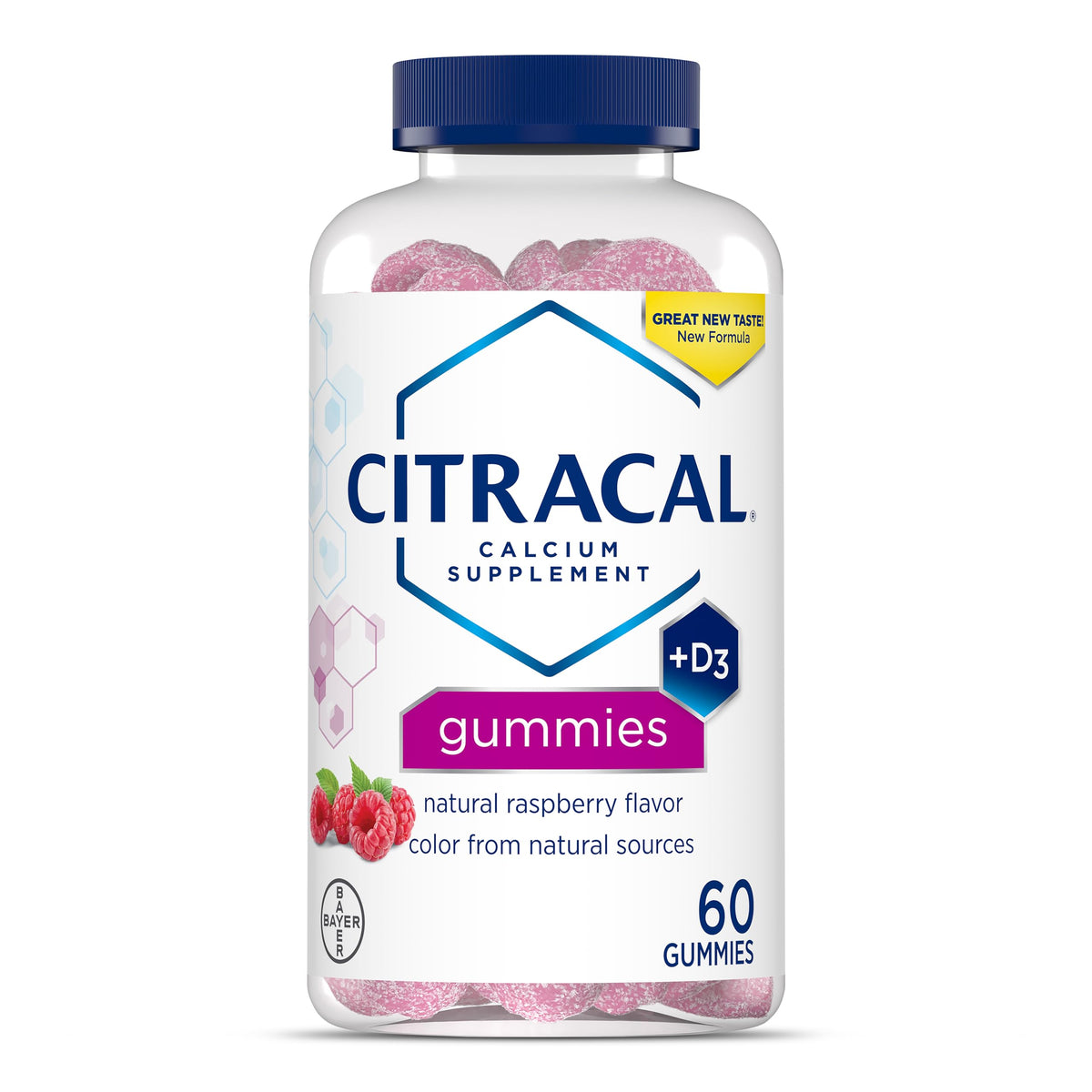 Citracal frente del empaque mostrando frambuesa y beneficios esenciales