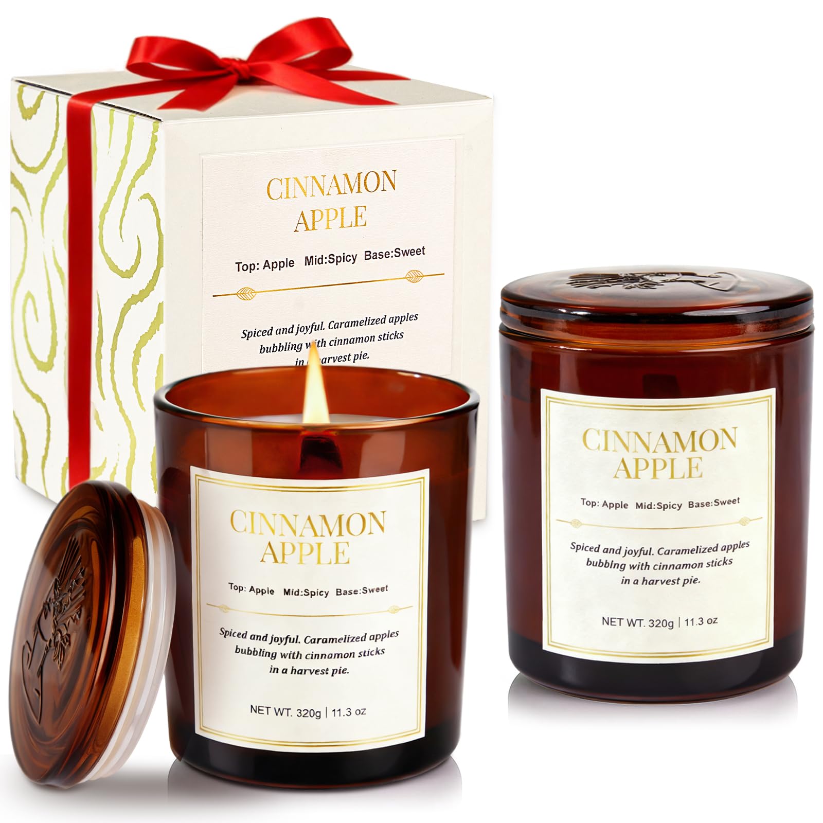 CJVIUS pack de 2 velas frontal mostrando cajas listas para regalar y aroma cálido