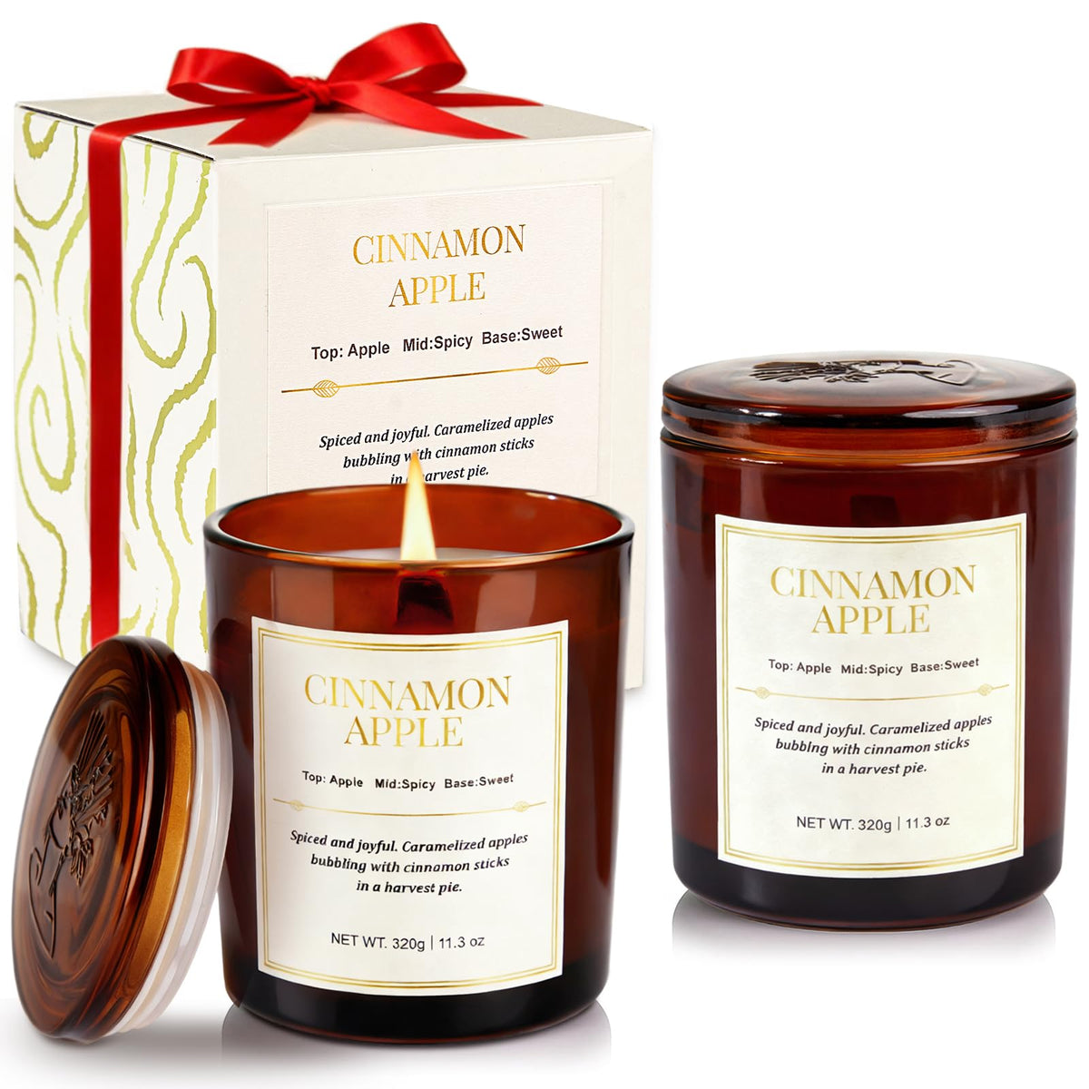 CJVIUS pack de 2 velas frontal mostrando cajas listas para regalar y aroma cálido