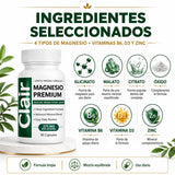 Clair Magnesio etiqueta nutricional en close-up con información clara