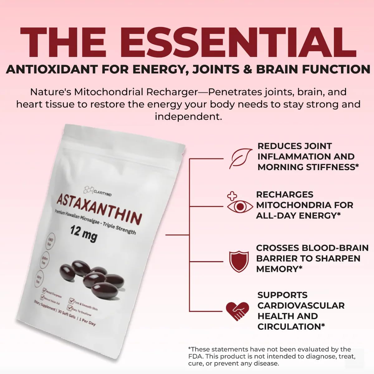 ClarityMD etiqueta con información de 12 mg y certificaciones de calidad