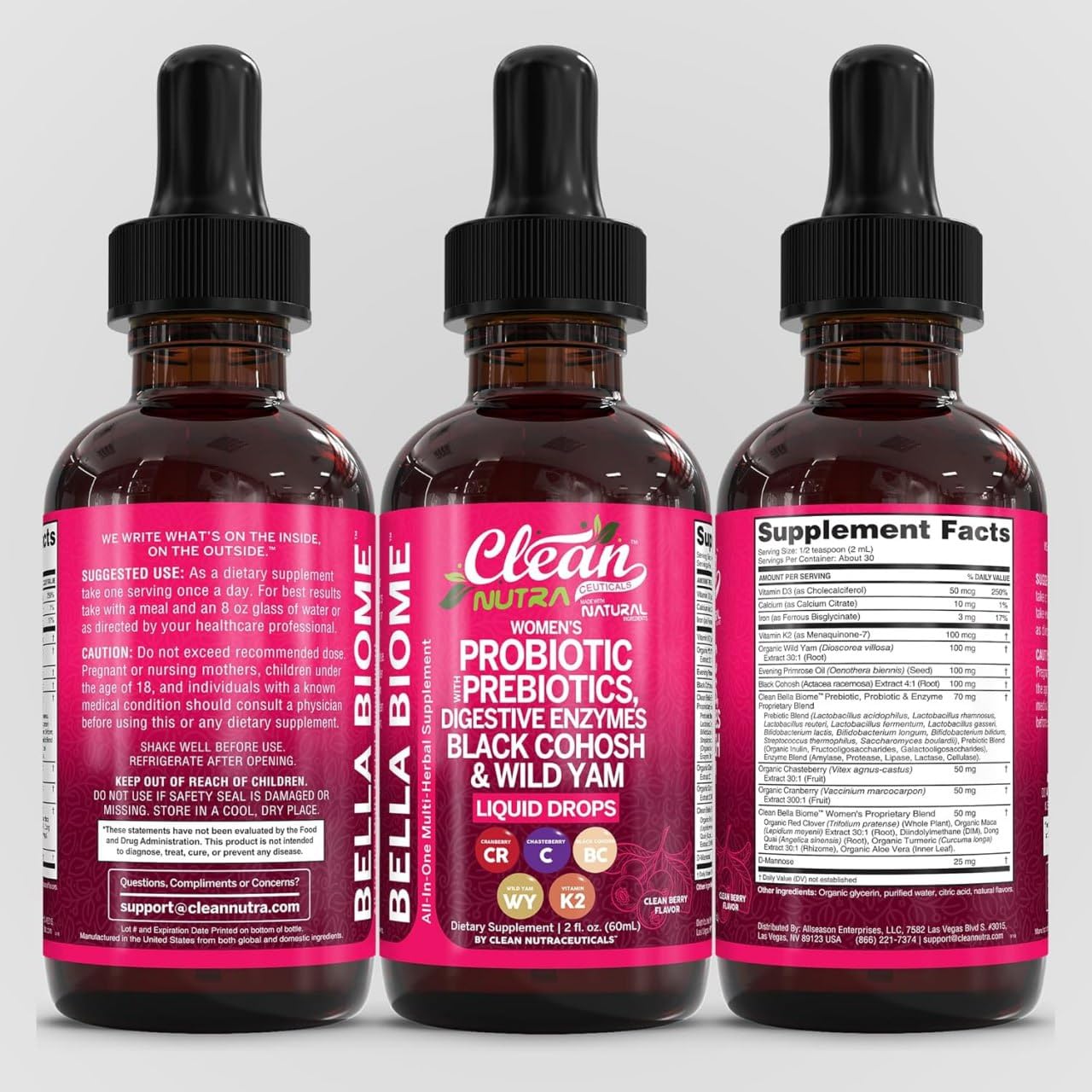 Clean Nutraceuticals cuentagotas vertiendo gotas fácil dosificación precisa