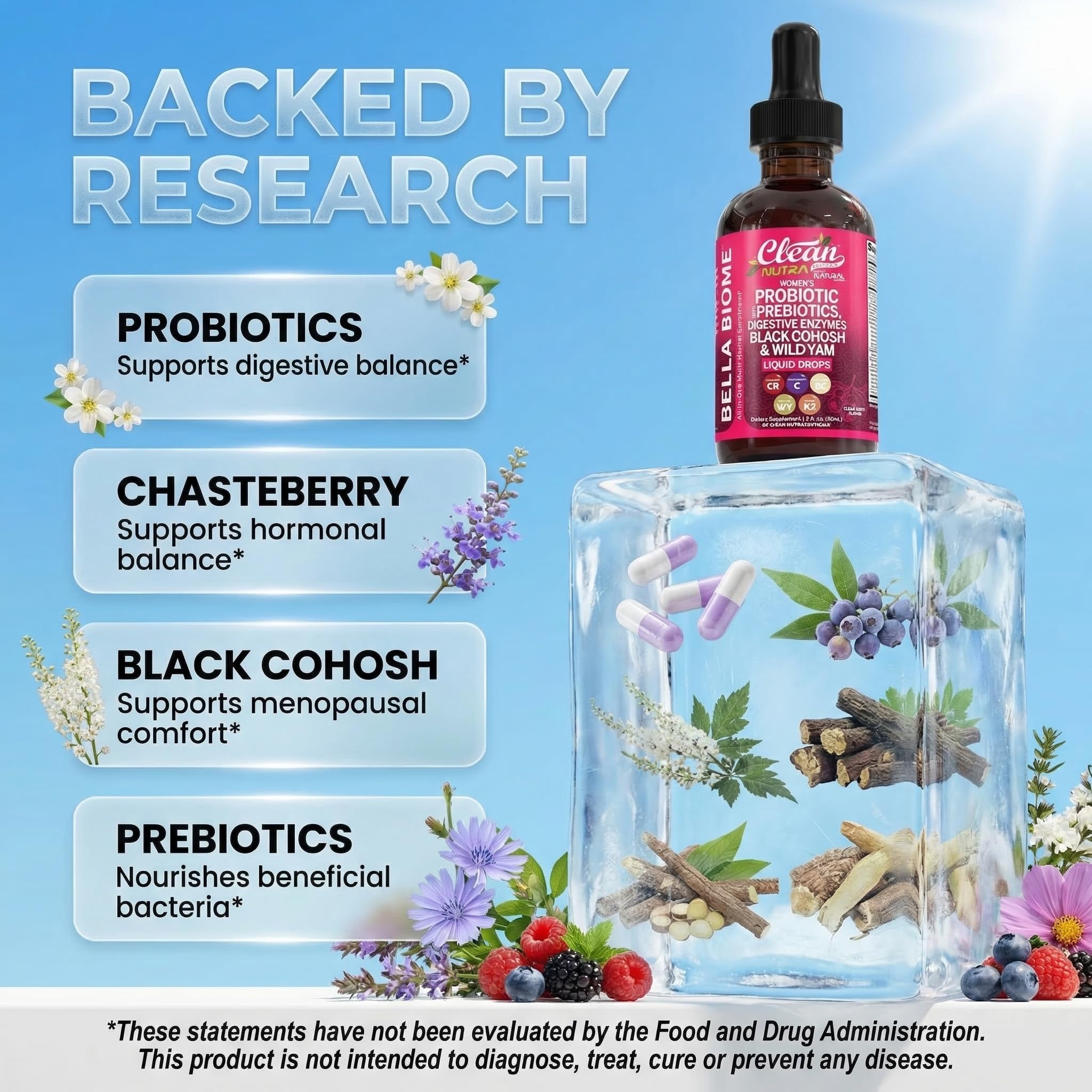 Clean Nutraceuticals etiqueta con lista de ingredientes para transparencia