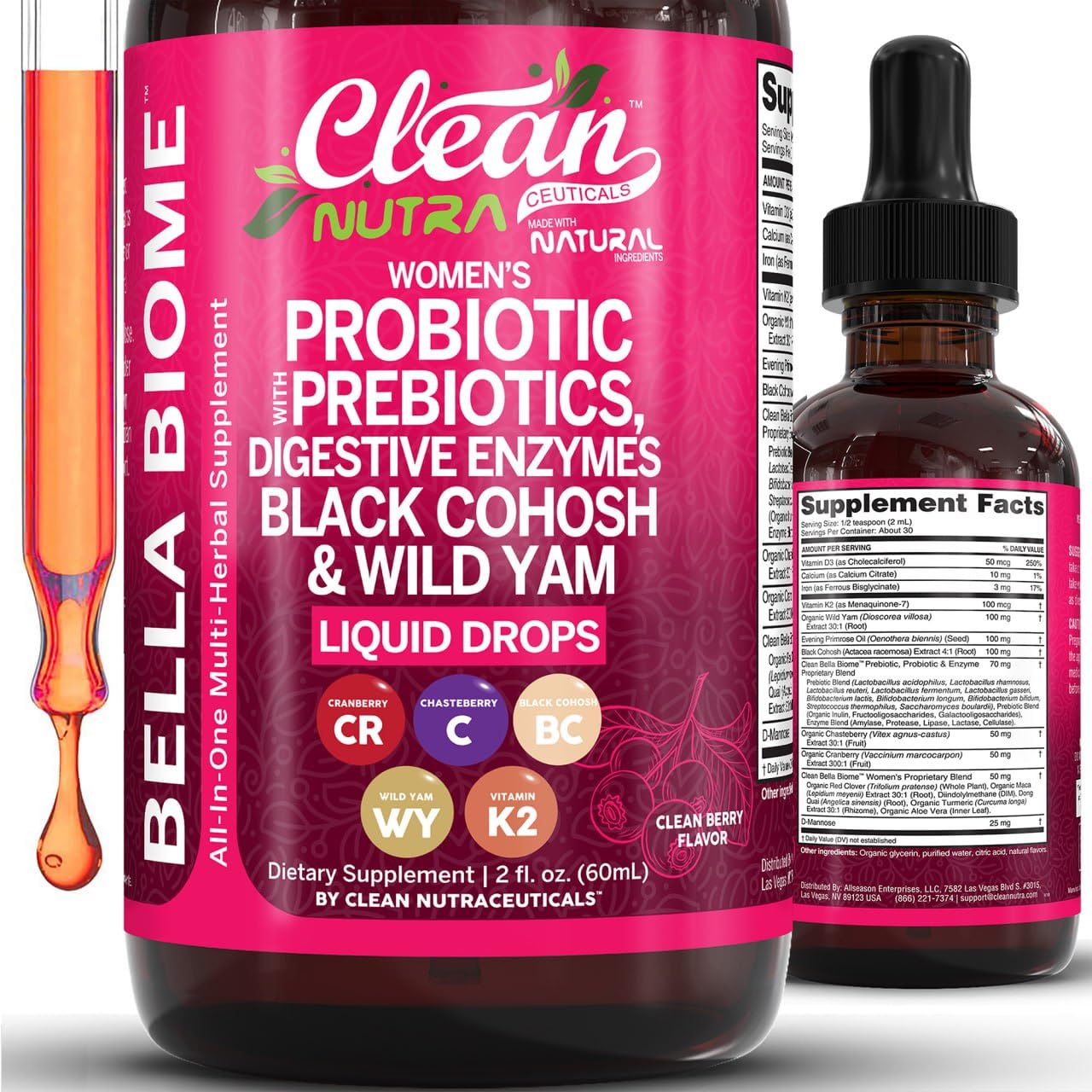 Clean Nutraceuticals vista frontal del envase muestra dosificación clara