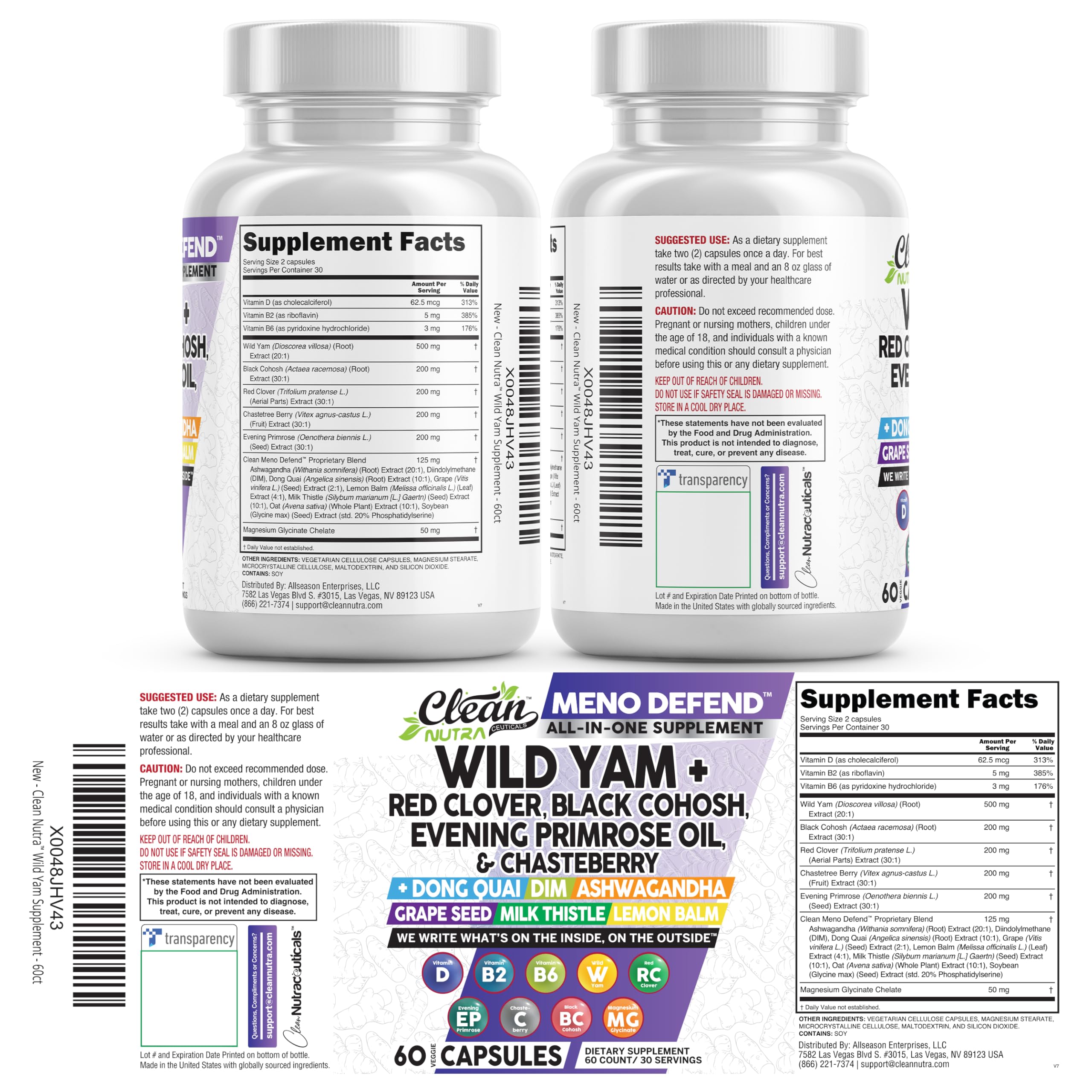 Clean Nutraceuticals botella abierta con etiqueta legible para confianza del comprador