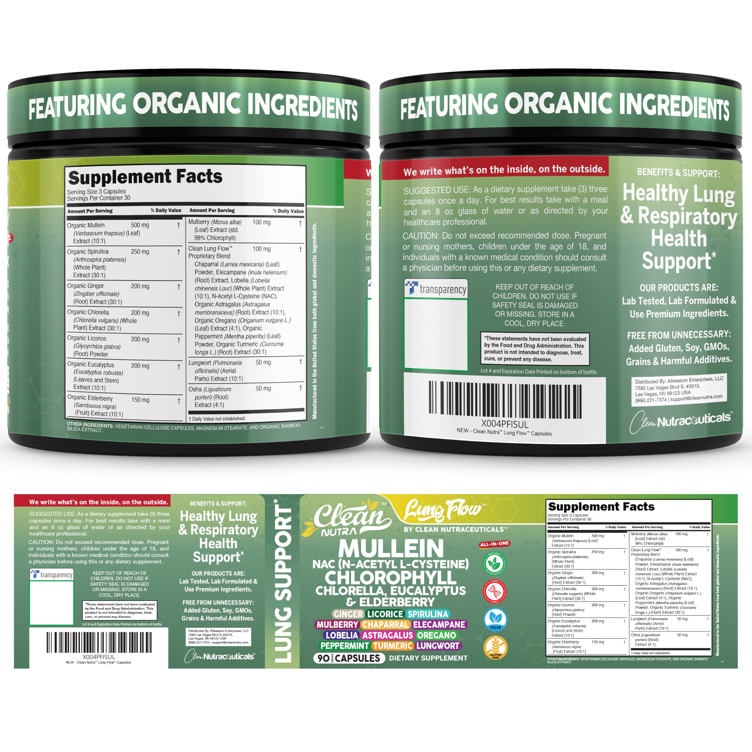 Clean Nutraceuticals botellas lado a lado comparando tamaño del frasco