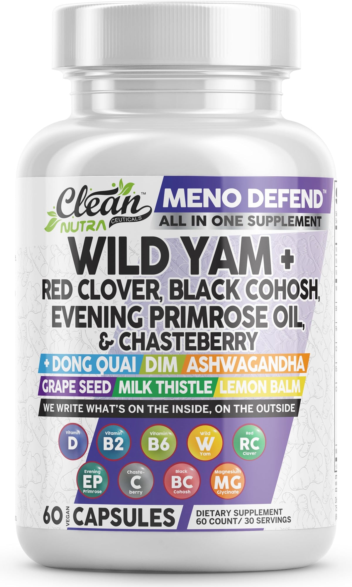 Clean Nutraceuticals frontal del envase mostrando fórmula completa y beneficios