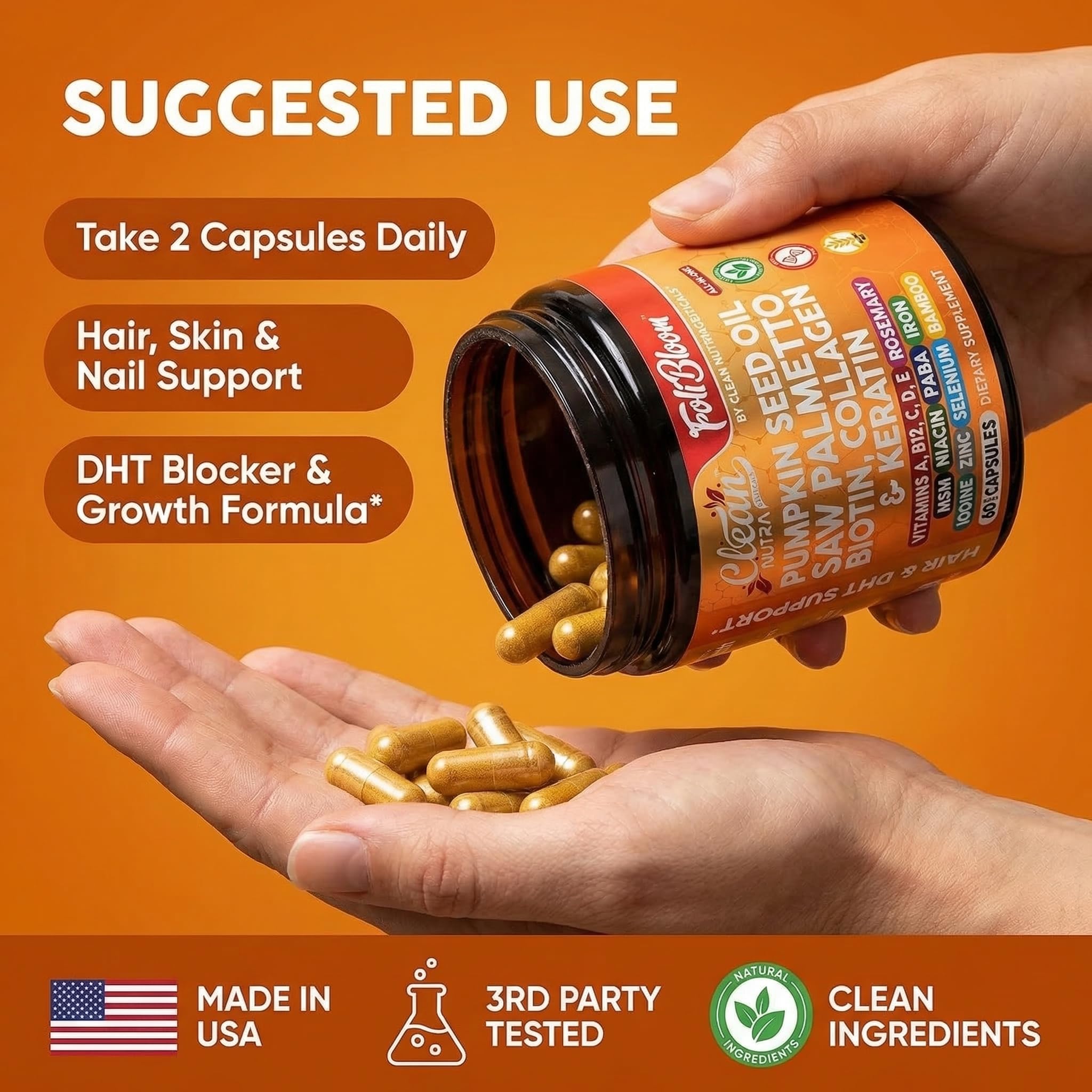 Clean Nutraceuticals etiqueta de ingredientes y vitaminas visibles