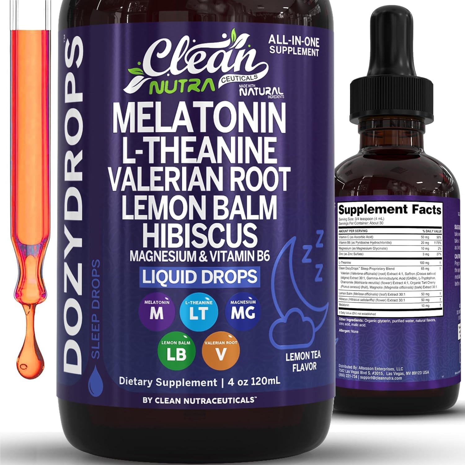 Clean Nutraceuticals frasco frontal con etiqueta clara y beneficios visibles