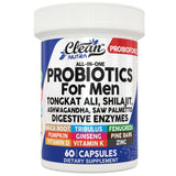 Clean Nutraceuticals vista frontal del envase mostrando probiótico masculino y beneficios