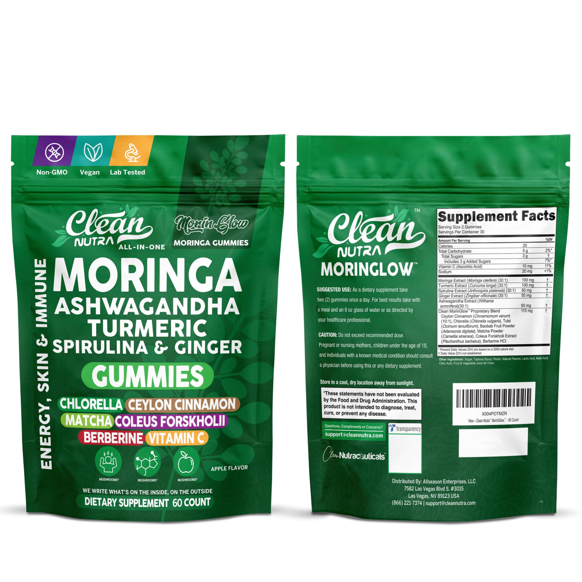 Clean Nutraceuticals gominolas sobre mesa con ambiente natural y uso cotidiano