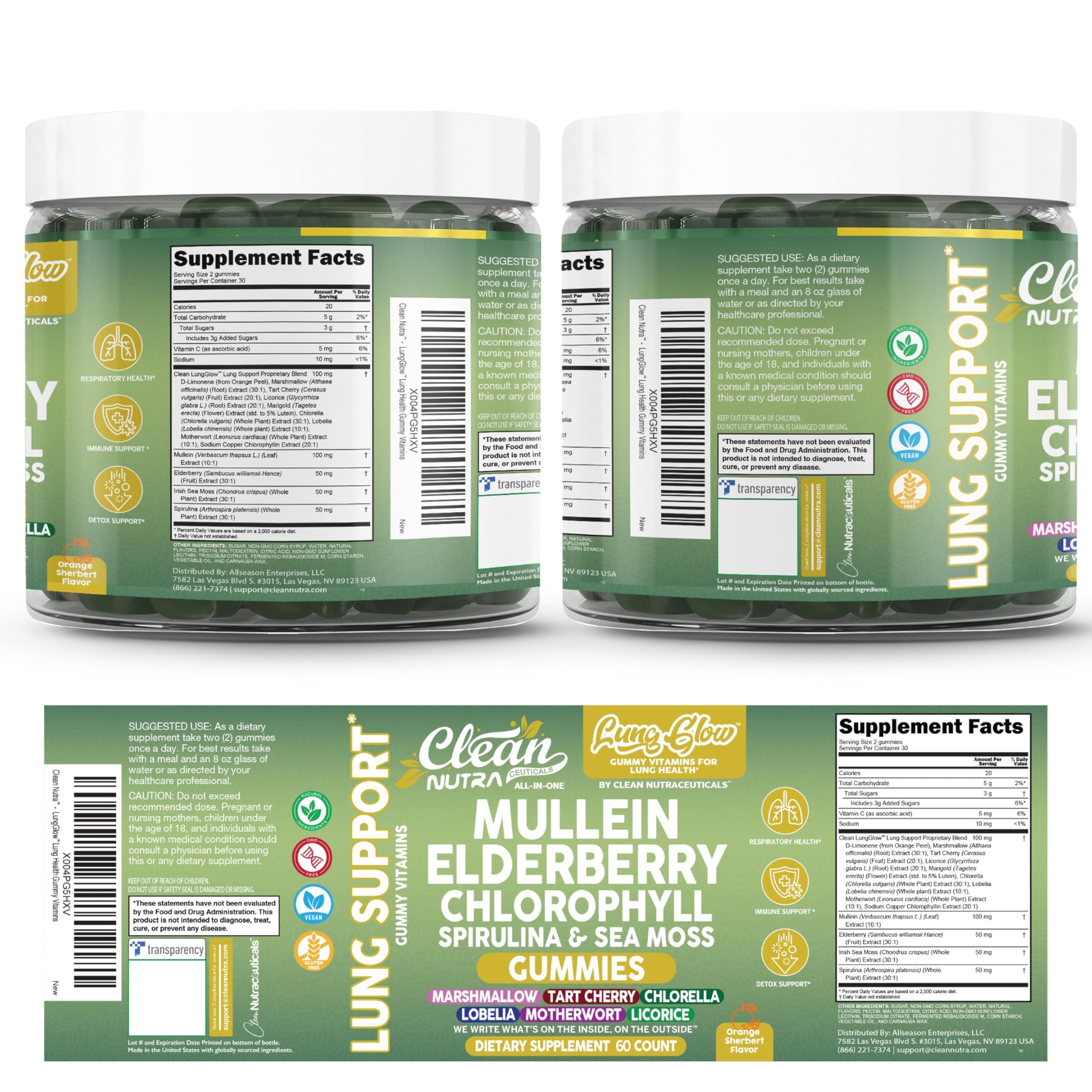 Clean Nutraceuticals presentación de dosis diaria mostrando dos gomitas servidas