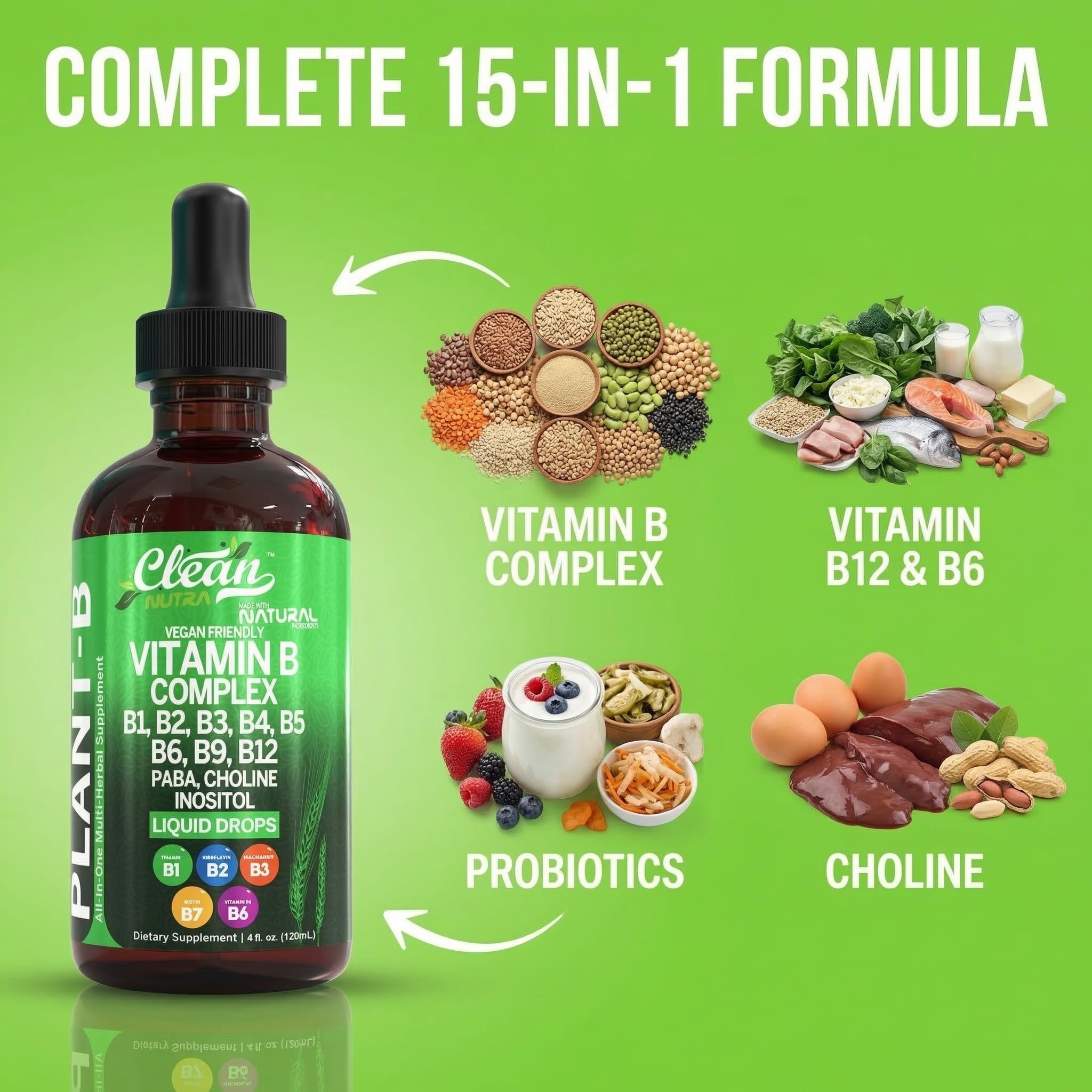 Clean Nutraceuticals gotas vertidas en vaso ilustrando uso diario rápido