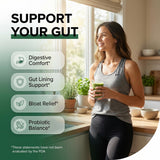 Close-up del polvo GutResto textura suave, Clean Nutraceuticals y mezcla sin grumos