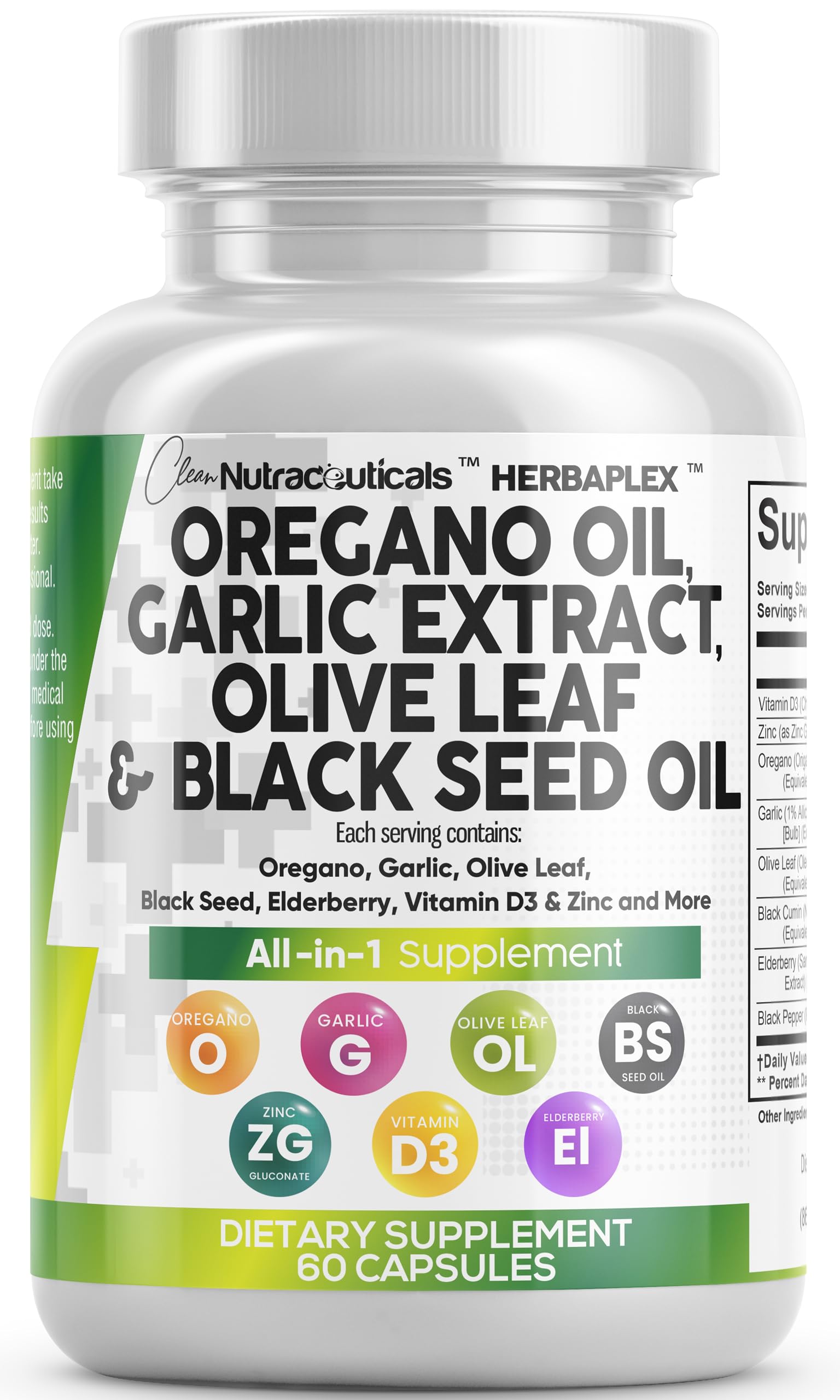 Clean Nutraceuticals frasco frontal mostrando HerbaPlex y conveniencia de combinación