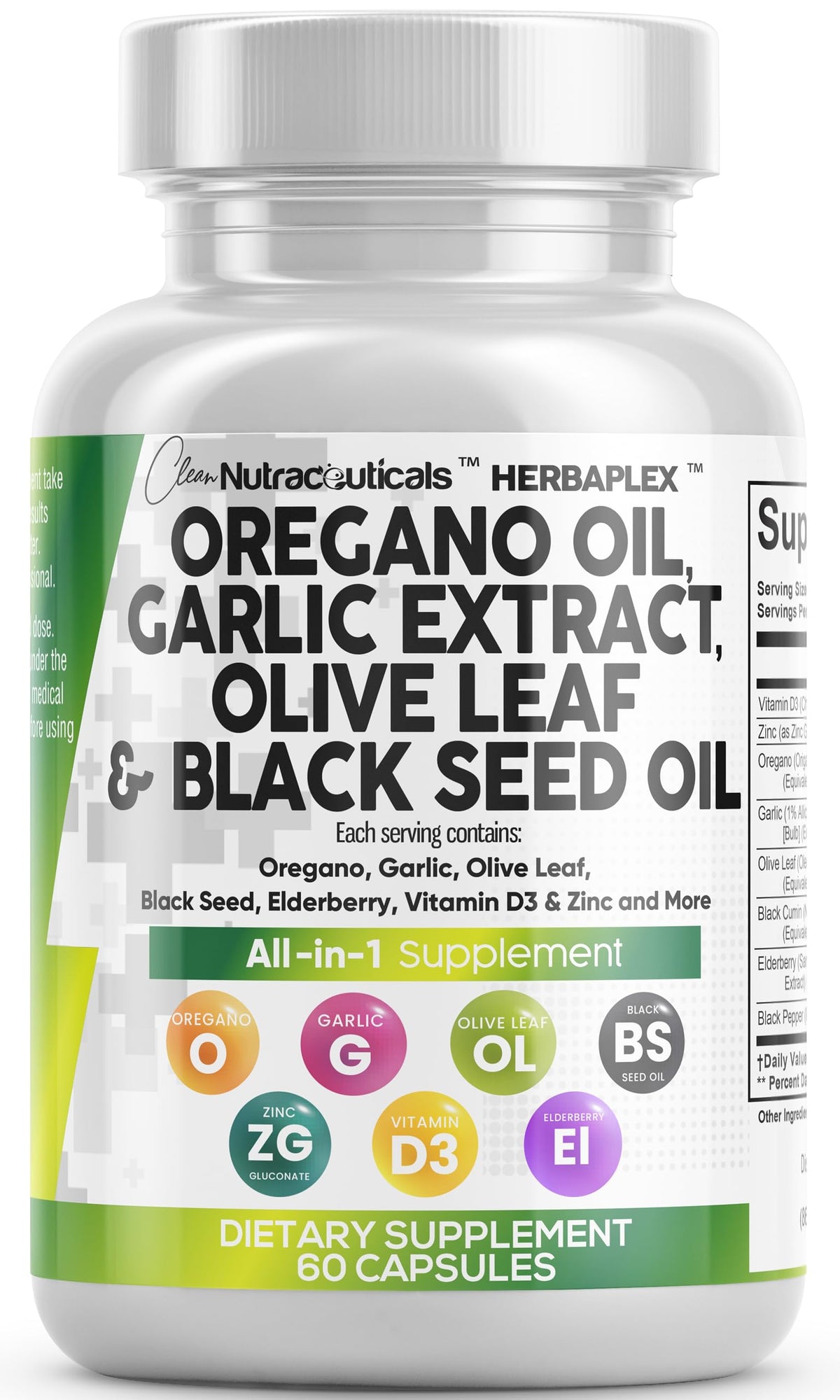 Clean Nutraceuticals frasco frontal mostrando HerbaPlex y conveniencia de combinación