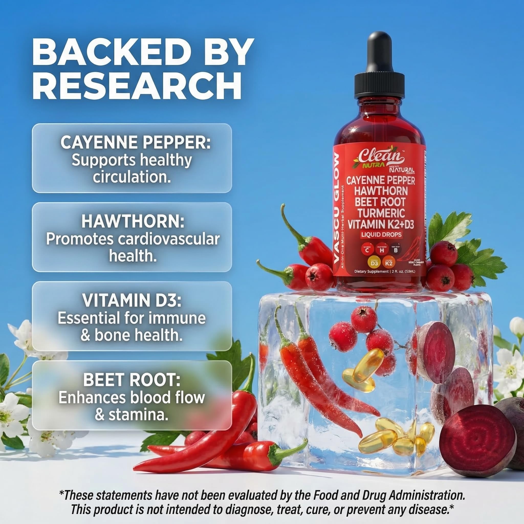 Clean Nutraceuticals grupo de ingredientes: cúrcuma, remolacha, canela y ginseng