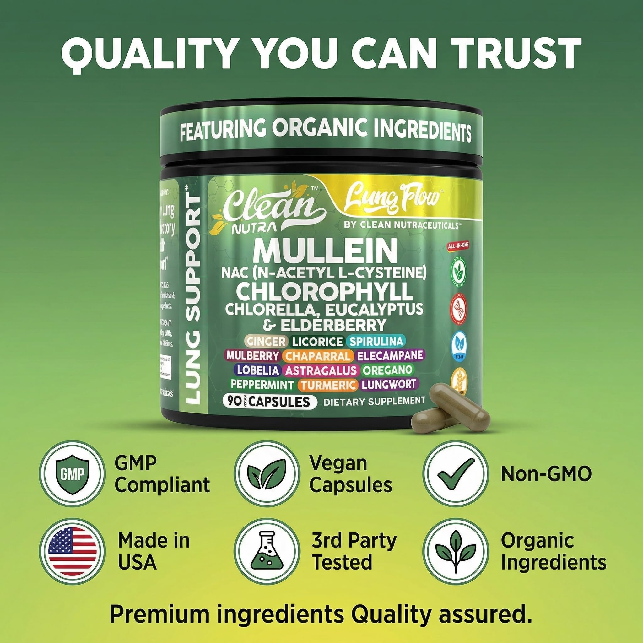 Clean Nutraceuticals hierbas frescas como mullein, orégano y elderberry